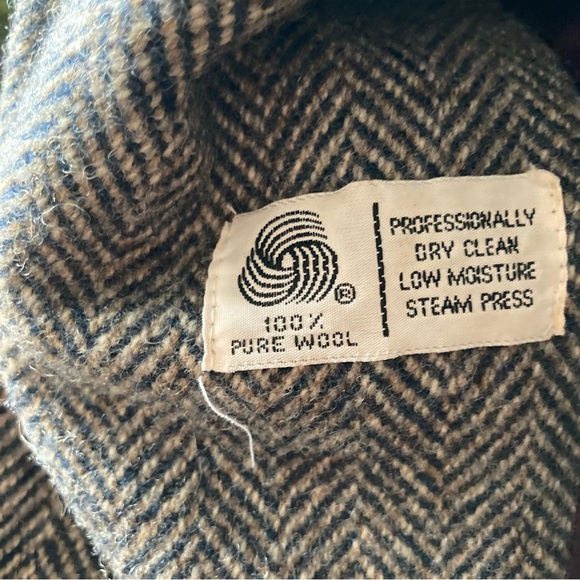 J.G. Hook | Vintage Wool Double Breasted Herringbone Trench Duster Coat - Picture 12 of 14